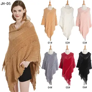 Hollow Out Tassel Women's Knit Warm Poncho Cape Sweaters Pullover Other Scarves Shawls Ladies Crochet Ponchos Shawl