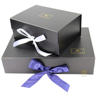 Scatola Regalo Pieghevole di Lusso Personalizzata con Logo, Grande, in Cartone Rigido Opaco Nero, con Chiusura Magnetica, Confezione all'Ingrosso