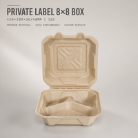 Boîte alimentaire à charnière en bagasse de canne à sucre compostable et écologique, 30 oz, résistante à l'eau et à l'huile, micro-ondable, pour plats à emporter