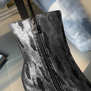 Bottines à talons épais pour femmes, plateforme haute, motif métallique, fermeture éclair latérale, bottes courtes de soirée pour femme - Product Image 5