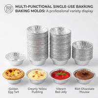 Moldes Redondos Desechables de Papel de Aluminio para Alimentos, Tamaño Mini, Bandejas para Tartaletas, Moldes para Hornear Tartas de Huevo, Moldes para Pastel de Queso, Paquete de Moldes para Hornear Tartas