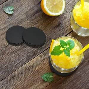 Wholesale Black Round Slate Coasters Set For Drink Slate Coasters For Laser Engraving