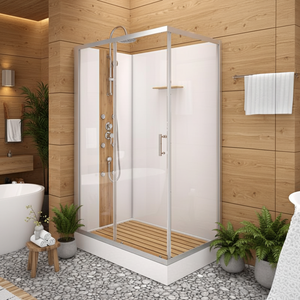 Cabina de Ducha Integrada Elegante con Puerta Corredera, Diseño Moderno, Marco de Aluminio, Plato de ABS - Solución de Baño Prefabricada - Product Image 1