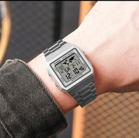 Montre électronique sportive multifonctionnelle SYNOKE classique rétro numérique carrée en acier inoxydable étanche 5 bars avec mouvement Hangzhou