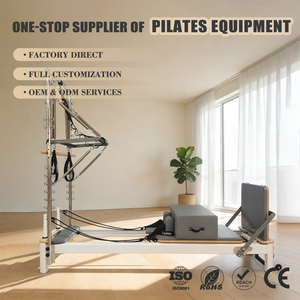 ZENJOY Promotion : Tour de Pilates Reformer <span class=keywords><strong>en</strong></span> alliage <span class=keywords><strong>d</strong></span>'aluminium blanc à rail fixe avec demi-trapeze pour l'entraînement du tronc, idéal pour la maison et le studio - Product Image 1