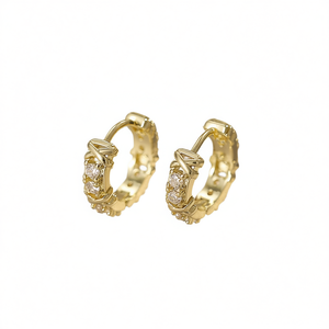 Orecchini E3134 con Diamanti Dorati, Taglio Brillante Rotondo, Colore G Naturale, Placcati in Oro, Classici per Uso Quotidiano Femminile - Product Image 1
