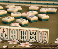 Tuiles de Mahjong de Luxe, Motif Quatre Saisons, Dos à Motifs Teal, Faces Ivoire, Ensemble Classique de Tuiles de Mahjong