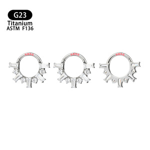G23 <b>Titanium</b> Nose <b>Ring</b> 8mm Snowflake Zircon Inlay Closed Mouth Body Jewelry - Product Image 5