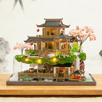 Modèle architectural miniature en bois de style chinois traditionnel, scène de maison, artisanat fait main, kit de montage DIY, jouet artistique, ornement