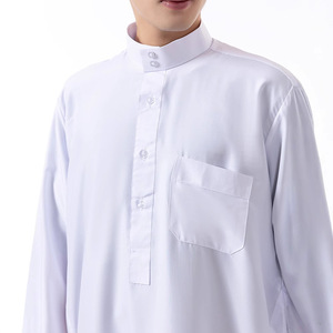 Thobe Tradizionale da Uomo, Abbigliamento Islamico, Veste Araba Jubba con Colletto Alto, Maniche Lunghe, Tessuto Setoso, Vendita all'Ingrosso - Product Image 5
