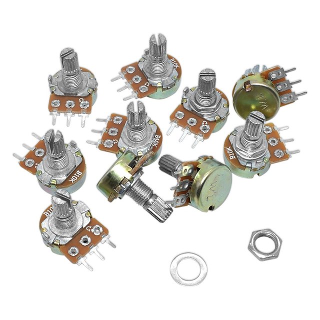WH148 Linear Potentiometer 15mm Shaft With Nuts And Washers 3pin WH148 B1K B2K B5K B10K B20K B50K B100K B250K B500K B1M