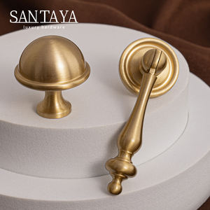 Santaya Poignée moderne en laiton massif Finition brossée Meubles Armoire Tiroir Bouton pour chambre Armoires de cuisine Poignées en zinc Commode - Product Image 5