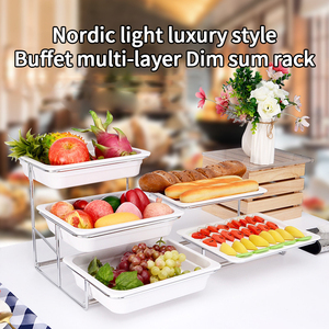Alzata <span class=keywords><strong>per</strong></span> Torta Nuziale a 3 Piani in Acciaio Inox Riutilizzabile con Design Moderno <span class=keywords><strong>per</strong></span> Esposizione Alimenti e Catering Buffet - Product Image 2