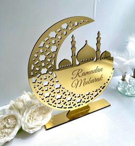 <b>Islamic</b> Eid <b>Gift</b> Table Decor Acrylic Crescent Ramadan Mubarak Mosque Sign - Product Image 1