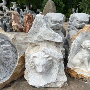 Estatuas de animales de piedra tallada a mano de mármol escultura de leones de mármol para decoración al aire libre - Product Image 1