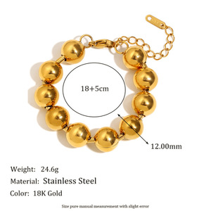 Women's French Style Luxury Elegant Versatile <strong>Bracelet</strong> 304 Stainless Steel 18K Gold Plated <strong>Large</strong> Ball <strong>Bead</strong> <strong>Bracelet</strong> Non-Fading - Product Image 3