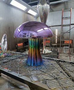 Sculptures champignons en acier inoxydable poli à la main sur mesure couleurs dégradées galvanisées pour l'artisanat en métal de la cour du parc - Product Image 3