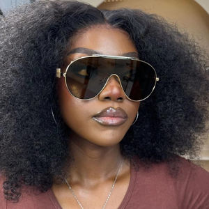 نظارات شمسية نسائية مثيرة كبيرة الحجم نظارات شمسية فاخرة بتصميم علامة تجارية نسائية مزخرفة بالزهور نظارات شمسية من قطعة واحدة ظلال درع - Product Image 1