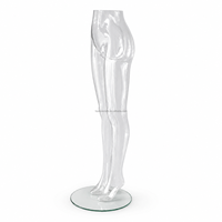 Mannequin transparent pour bas et collants, buste féminin en acrylique transparent avec base en verre pour la présentation en magasin