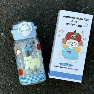 Cute Cat Plastic Water Bottle 500ml With Straw Leak Proof For Students Unisex Back To School Use - Product Image 4
