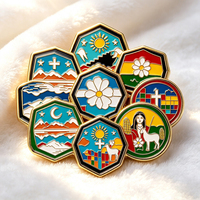 Badge de revers personnalisé en alliage de zinc émaillé, broche médaille symbole de la civilisation Tiwanaku de Bolivie avec fermoir papillon pour cadeau