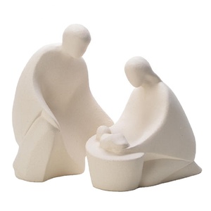 Natale presepe di famiglia fatto a mano decorazione per la casa bisque bianca in ceramica presepe figurina - Product Image 1