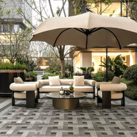 Ensemble de canapés d'extérieur en aluminium pour villa, patio, jardin, mobilier de loisirs, table basse imperméable et résistante au soleil pour hôtel et complexe hôtelier