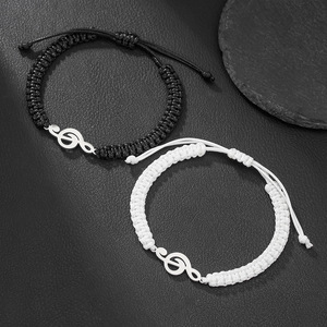 Handmade Woven Stainless Steel Musical Note <b>Bracelet</b> Adjustable Jewelry for <b>Couples</b> Gift Fashion String <b>Bracelet</b> - Product Image 3