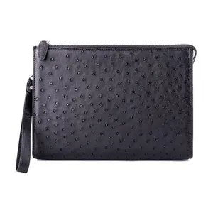 Fashion design portable luxury quality mens python leather skin clutch bag