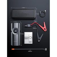Démarreur de batterie portable avec compresseur d'air 150 PSI, gonfleur de pneus de voiture avec arrêt automatique, lampe LED d'urgence
