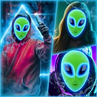 Masque LED Alien pour adultes et enfants, masque lumineux LED pour Halloween, 3 modes, masque lumineux pour le visage, costume de cosplay pour festival, Chine