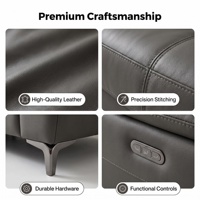 Canapé sectionnel moderne à trois places en cuir véritable durable, design écologique, pieds en acier inoxydable, garantie de 10 ans pour usage hôtelier
