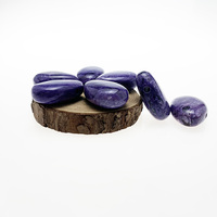 Perles pendulaires en pierre de charoite naturelle-Cristaux de guérison en forme de larme polis, pendentif unisexe à énergie spirituelle