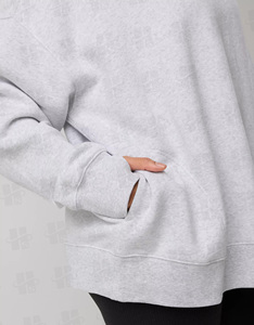 Felpa Personalizzata in Cotone <span class=keywords><strong>con</strong></span> Ricamo, Morbida in Pile, Oversize, <span class=keywords><strong>con</strong></span> Collo Alto e Foro per il Pollice, per Donna - Product Image 5