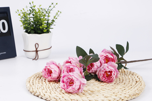 Nhà Máy Bán Hàng Trực Tiếp Dài Thân Cây Nhân Tạo 7 Đầu Đầu Nhỏ Hoa Mẫu Đơn Cho Đám Cưới Trang Trí Nội Thất - Product Image 3