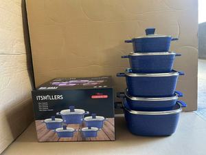 Ensemble de casseroles carrées <span class=keywords><strong>en</strong></span> aluminium robuste, 10 pièces, 20-32 cm, grande capacité, avec <span class=keywords><strong>faitout</strong></span> de 28 cm, durable, antiadhésif, ustensiles de cuisine - Product Image 6