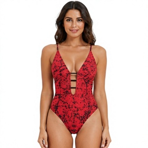 Custom <b>beach</b> wear bandeau one piece swimsuit women ruffle <b>wrap</b> tummy control swimwear summer holiday bathing suit private label - Product Image 1