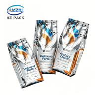 Sachet de café à fond plat imprimé sur mesure 100g 250g 500g 1kg 2kg avec valve unidirectionnelle, fermeture éclair, feuille d'aluminium de qualité alimentaire, haute barrière
