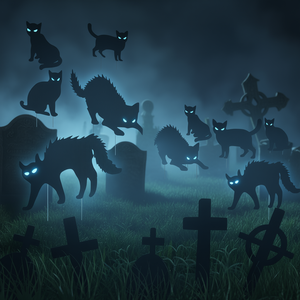 Décorations de jardin pour Halloween, chat noir qui brille dans le noir, pour fête de jardin, utilisation en extérieur - Product Image 2