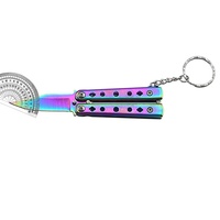 Couteau d'entraînement pliant en métal, mini-balisong coloré, pour la pratique, le camping en extérieur et les outils EDC – Vente en gros