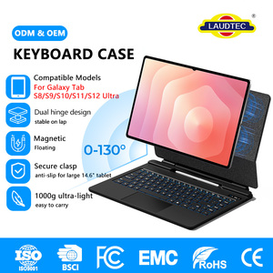 Laudtec Magnetic Floating <b>Keyboard</b> Case For For Samsung Galaxy Tab S9 Ultra 14.6inch <b>with</b> 7-Color Backlit, LCD Battery Display - Product Image 1