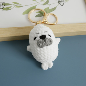 Handmade Knitted <b>Amigurumi</b> <b>Yarn</b> Crochet Ocean Sea Animal Seal Keychain Plush Cute Pendant Purse Bag Charm Doll Key Chain Keyring - Product Image 2