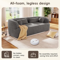 Canapé compressé de luxe moderne 3 places en mousse haute densité, avec coussins de canapé en chenille sans armature, effet nuage, pour salon