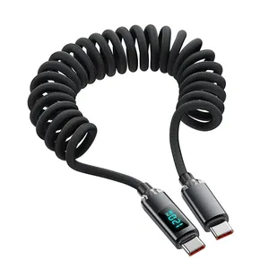 Câble de données USB Type C à charge rapide 120W, rétractable à ressort, avec affichage numérique LED, double USB, gaine en PVC, pour <span class=keywords><strong>iPhone</strong></span> 15 16 - Product Image 6