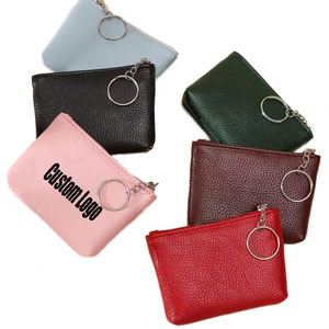 Porte-monnaie unisexe promotionnel en cuir PU, petit format, avec fermeture éclair, porte-clés et cartes, mini portefeuille, 6 couleurs en stock, idéal pour les cadeaux - Product Image 2