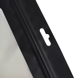 Custom Printed Frosted Resealable Matte Plastic Mylar <strong>Foil</strong> Zipper Bag hang Hole Black Stand up <strong>Pouch</strong> Packaging with Clear Window - Product Image 4