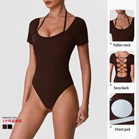 Nouveauté : Body sexy pour femme, dos halter, sculptant, à coussinets de poitrine, séchage rapide, dos ajouré, pour Pilates, Yoga et activités de plein air