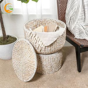 Paniers de rangement durables en rotin de jacinthe d'eau, couleur et taille personnalisées, style antique minimaliste, du Vietnam - Product Image 1