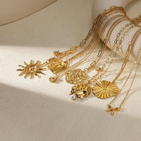 Collier pendentif tournesol tendance Novirassine en gros, étanche, imitation perle et coquillage, longue chaîne plaqué or 18 carats en acier inoxydable