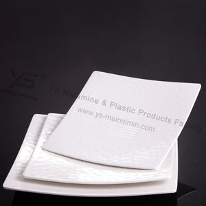 Vaisselle écologique Yongsheng, <span class=keywords><strong>assiette</strong></span> carrée en relief, impression personnalisée, assiettes à dîner en mélamine blanches - Product Image 4